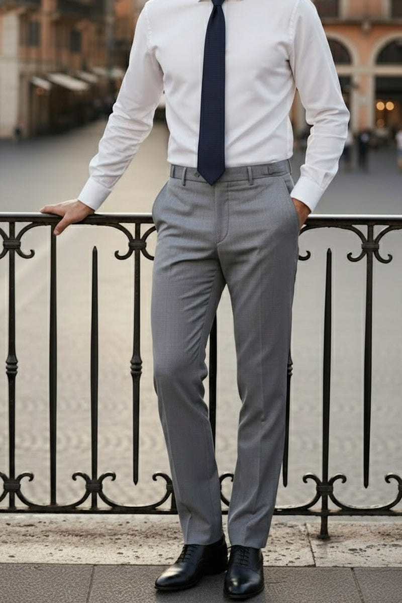 heather grey dress pants Steel Grey Sterling Slim Fit Suit Pants
