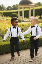 Little Tuxedos "Wyatt" Kids Black 4-Piece Barn Wedding Set