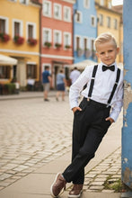 Little Tuxedos "Wyatt" Kids Black 4-Piece Barn Wedding Set