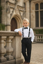 Little Tuxedos "Wyatt" Kids Black 4-Piece Barn Wedding Set