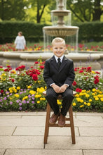 Little Tuxedos "Mason" Kids Black Suit (5-Piece Set)