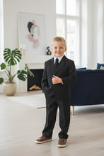 Little Tuxedos "Mason" Kids Black Suit (5-Piece Set)