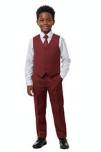 Little Tuxedos "Mason" Kids Burgundy Suit (5-Piece Set)