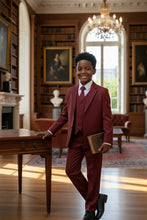 Little Tuxedos "Mason" Kids Burgundy Suit (5-Piece Set)