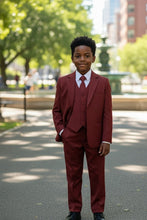 Little Tuxedos "Mason" Kids Burgundy Suit (5-Piece Set)
