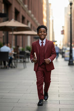 Little Tuxedos "Mason" Kids Burgundy Suit (5-Piece Set)