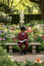 Little Tuxedos "Mason" Kids Burgundy Suit (5-Piece Set)