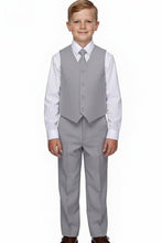 Little Tuxedos "Mason" Kids Light Grey Suit (5-Piece Set)