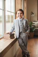 Little Tuxedos "Mason" Kids Light Grey Suit (5-Piece Set)