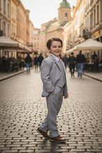 Little Tuxedos "Mason" Kids Light Grey Suit (5-Piece Set)