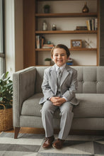 Little Tuxedos "Mason" Kids Light Grey Suit (5-Piece Set)