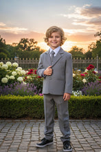 Little Tuxedos "Mason" Kids Medium Grey Suit (5-Piece Set)
