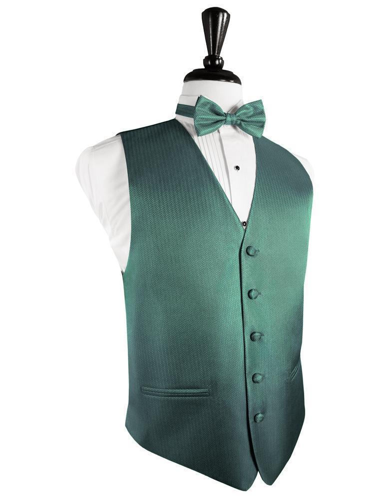 Cardi Aqua Herringbone Tuxedo Vest