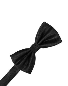 Cardi Black Herringbone Kids Bow Tie