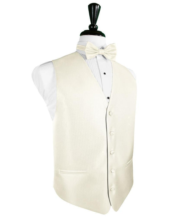 Cardi Ivory Herringbone Tuxedo Vest