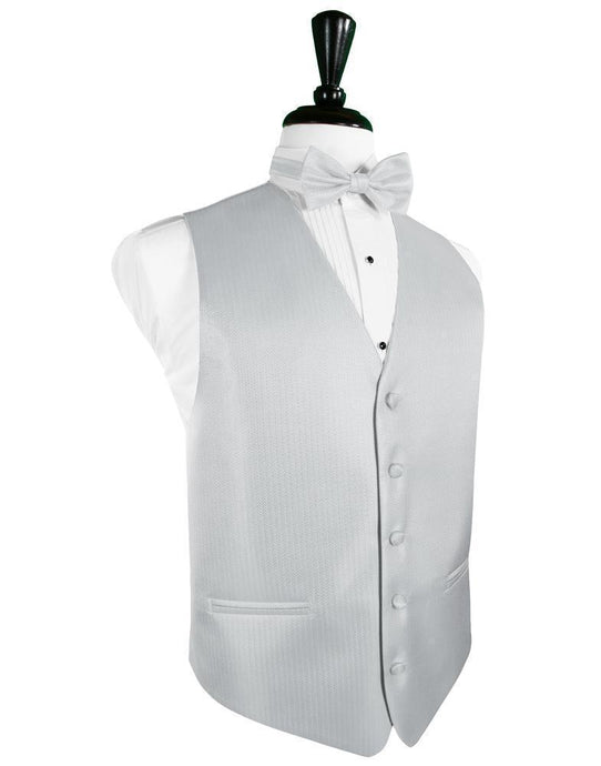 Cardi Platinum Herringbone Tuxedo Vest