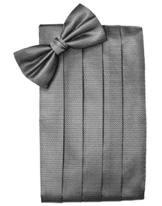 Cardi Silver Herringbone Kids Cummerbund