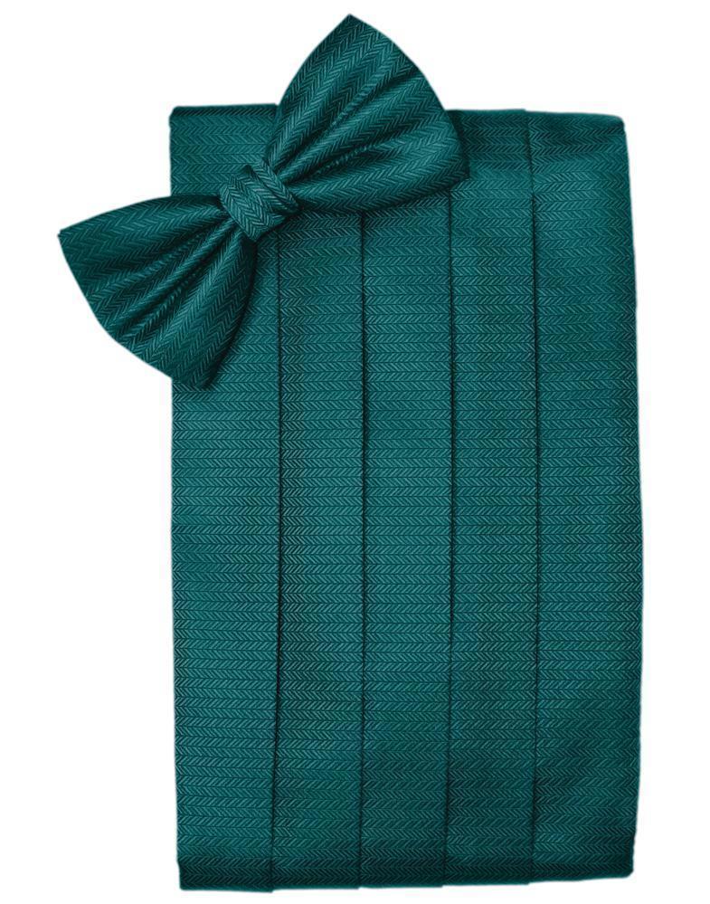 Cardi Teal Herringbone Kids Cummerbund