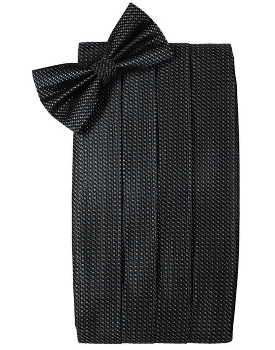 Cristoforo Cardi Asphalt Silk Weave Cummerbund & Bow Tie Set