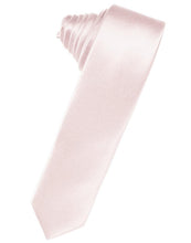 Cardi Self Tie Blush Luxury Satin Skinny Necktie