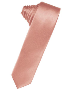 Cardi Self Tie Coral Luxury Satin Skinny Necktie