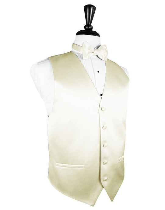 Cardi Ivory Luxury Satin Tuxedo Vest