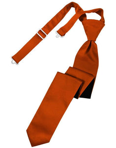 Cardi Pre-Tied Persimmon Luxury Satin Skinny Necktie