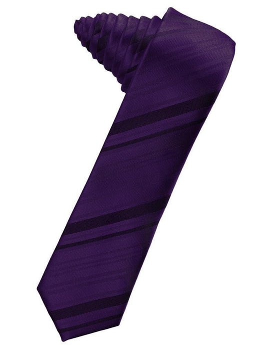 Cardi Self Tie Amethyst Striped Satin Skinny Necktie