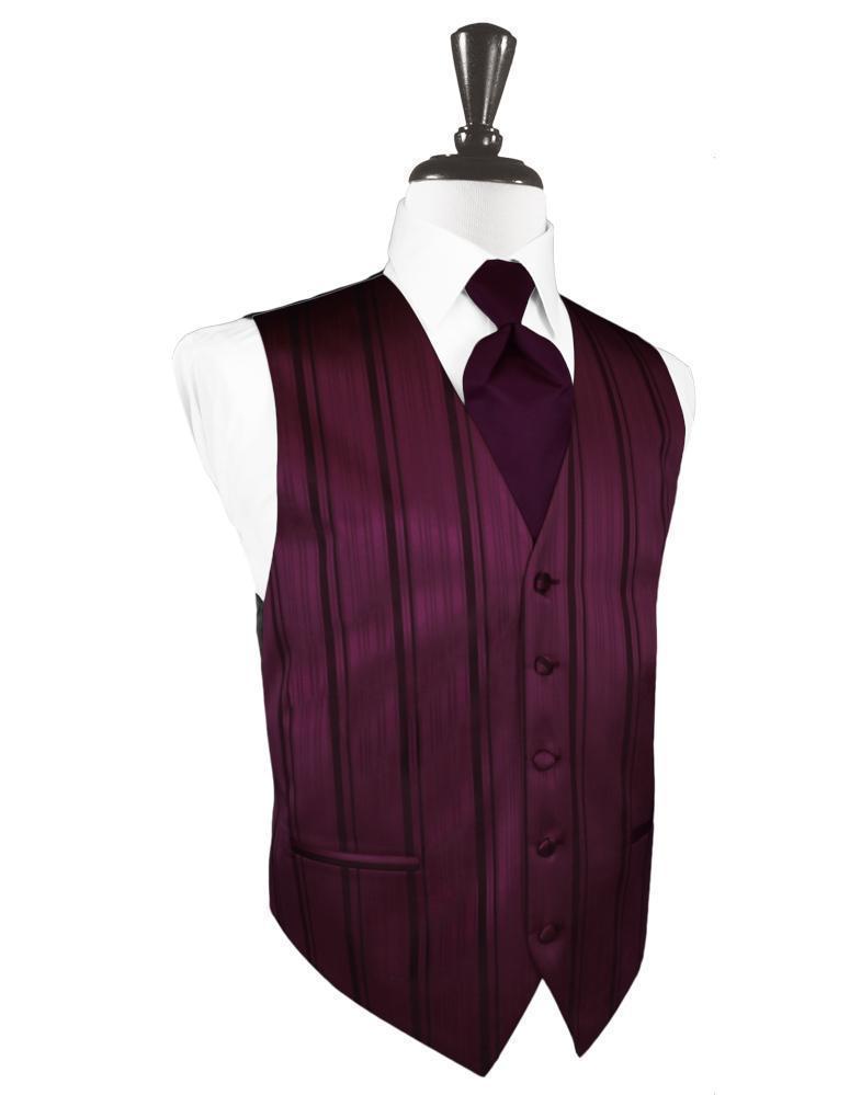 Cardi Berry Striped Satin Tuxedo Vest