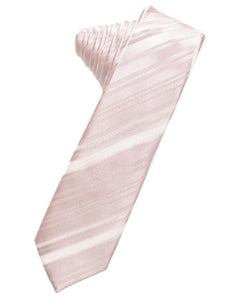 Cardi Self Tie Blush Striped Satin Skinny Necktie