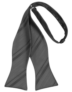 Cardi Self Tie Charcoal Striped Satin Bow Tie