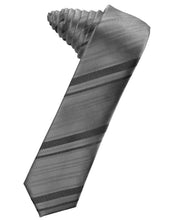 Cardi Self Tie Charcoal Striped Satin Skinny Necktie