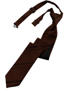 Cardi Pre-Tied Chocolate Striped Satin Skinny Necktie