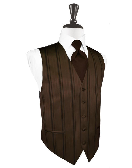 Cardi Chocolate Striped Satin Tuxedo Vest