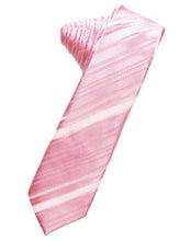 Cardi Self Tie Coral Striped Satin Skinny Necktie