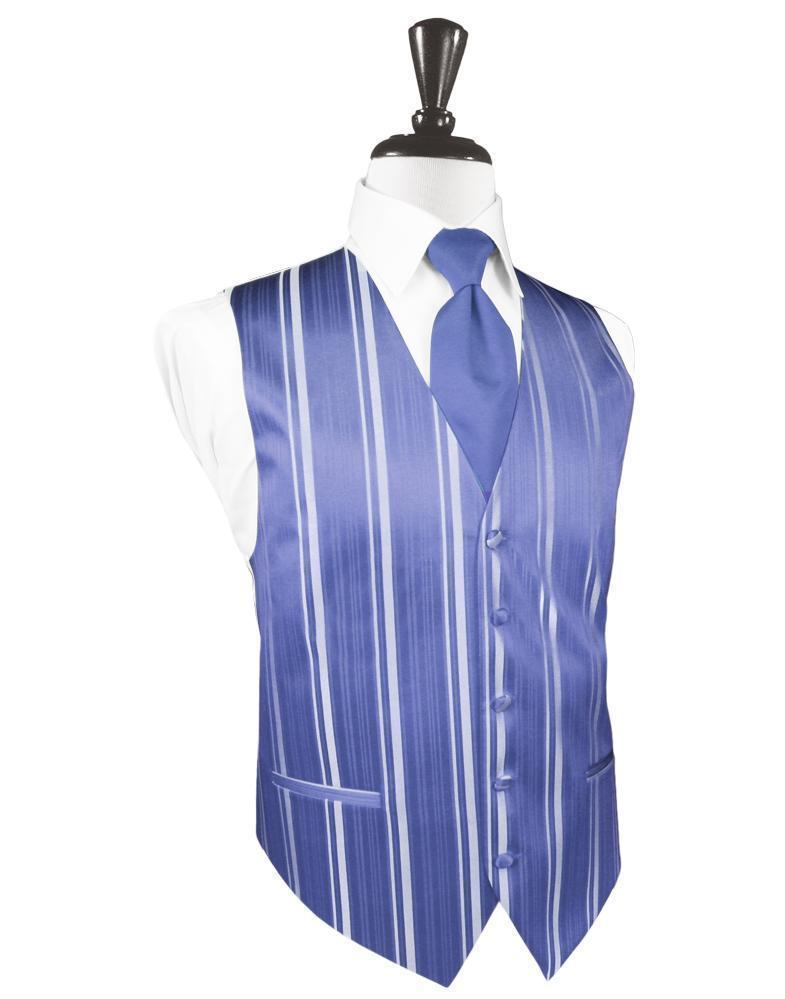 Cardi Cornflower Striped Satin Tuxedo Vest