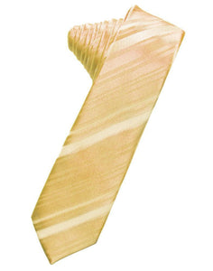 Cardi Self Tie Harvest Maize Striped Satin Skinny Necktie