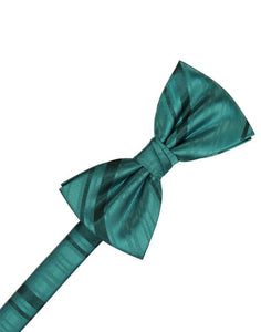 Cardi Pre-Tied Jade Striped Satin Bow Tie