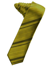 Cardi Self Tie Gold Striped Satin Skinny Necktie