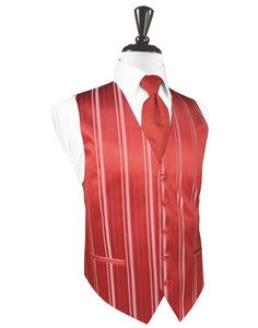 Cardi Persimmon Striped Satin Tuxedo Vest
