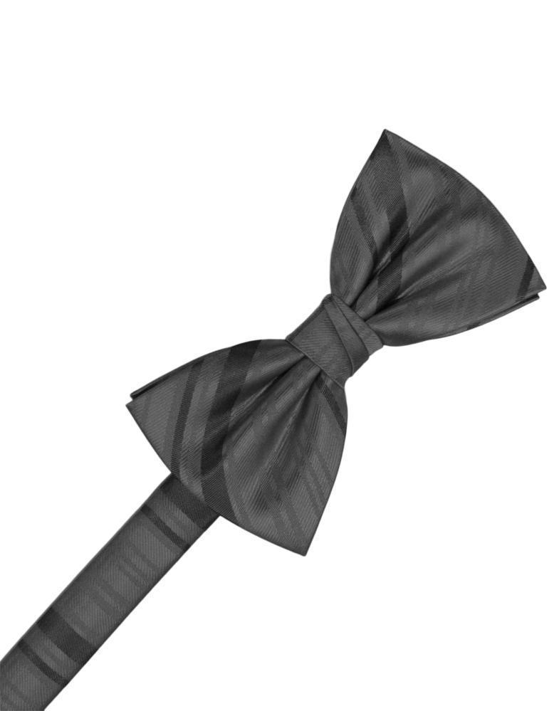 Cardi Pre-Tied Pewter Striped Satin Bow Tie