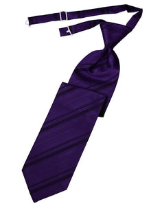 Cardi Purple Striped Satin Kids Necktie