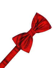 Cardi Pre-Tied Scarlet Striped Satin Bow Tie