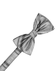 Cardi Silver Striped Satin Kids Bow Tie