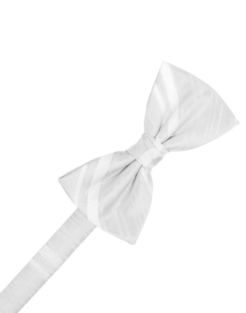 Cardi Pre-Tied White Striped Satin Bow Tie
