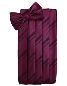 Cardi Wine Kids Striped Satin Cummerbund