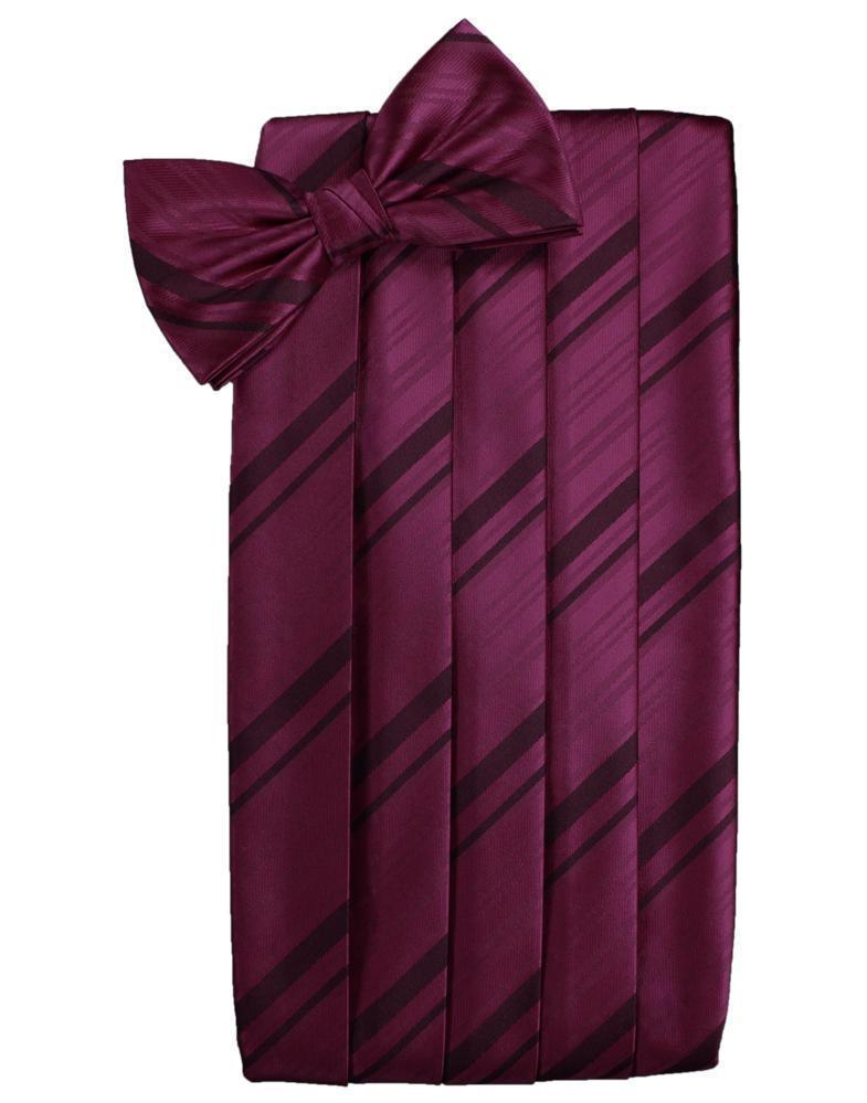 Cardi Wine Striped Satin Cummerbund