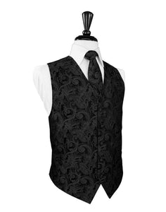 Cardi Black Tapestry Tuxedo Vest