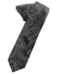 Cardi Self Tie Charcoal Tapestry Skinny Necktie