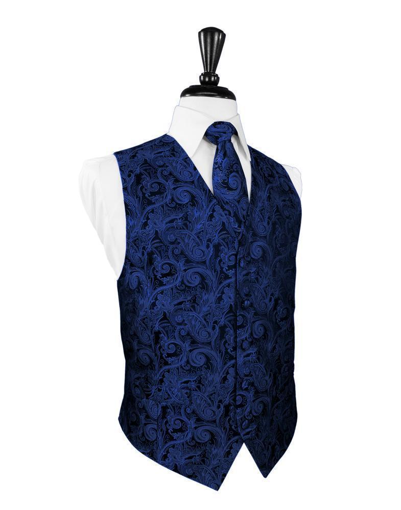Cardi Royal Blue Tapestry Tuxedo Vest